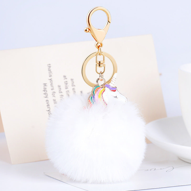 Wholesale Plush Pendant Creative Unicorn Fashion Metal Keychains